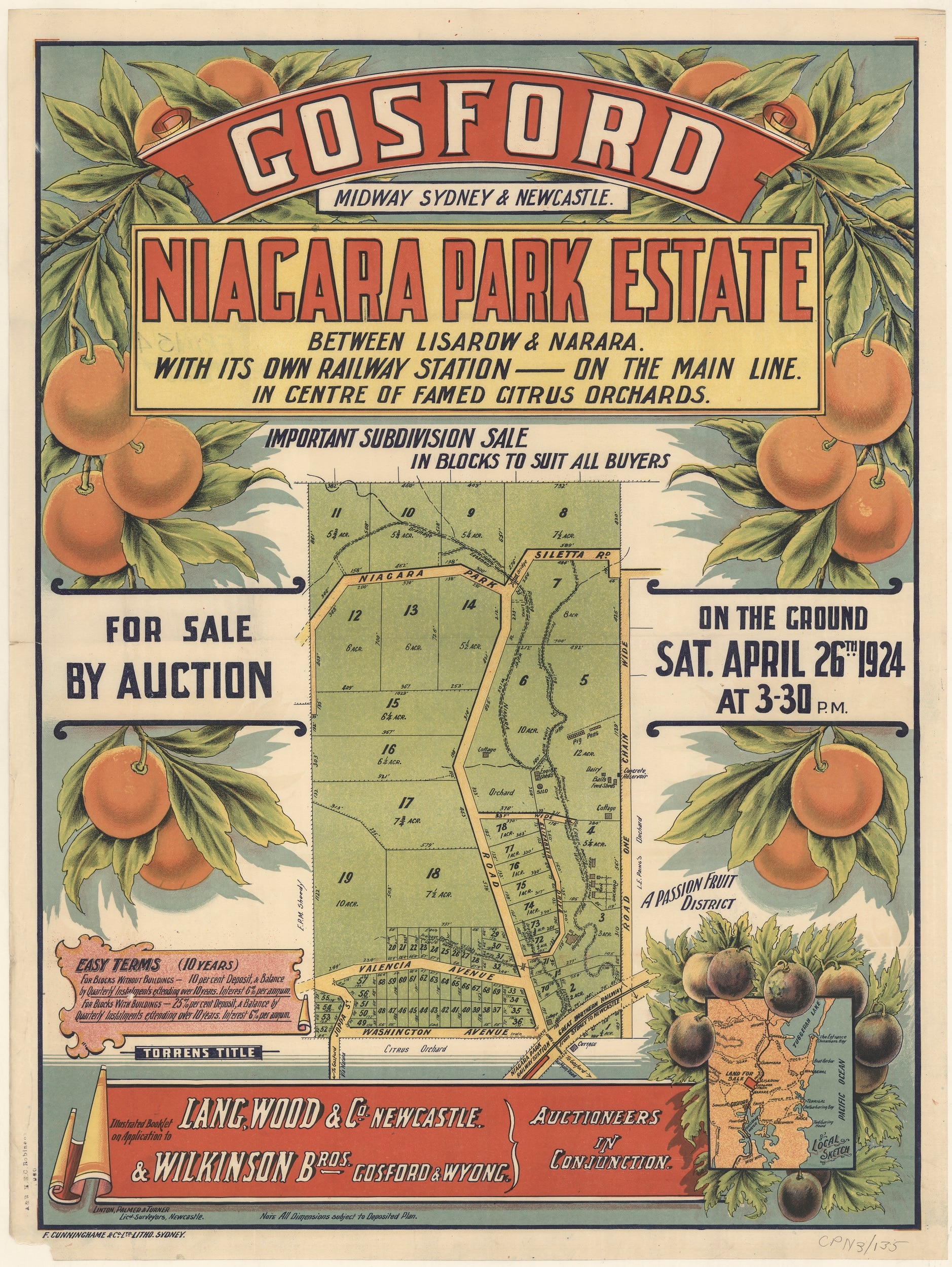 A colourful subdivision plan of Narara from 1924