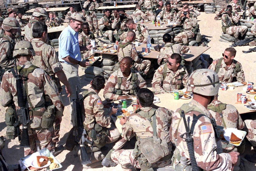 George HW Bush meets troops