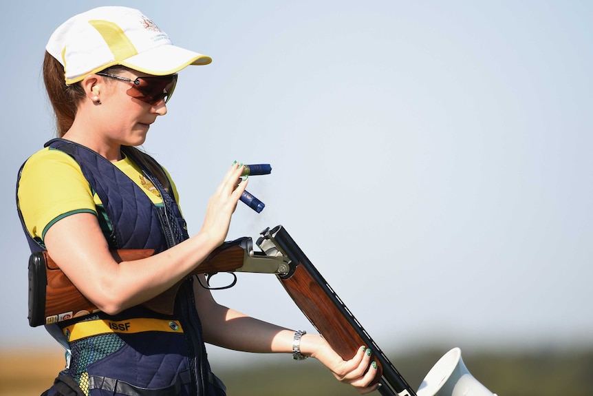 Laura Coles competes for a gold medal in the shooting