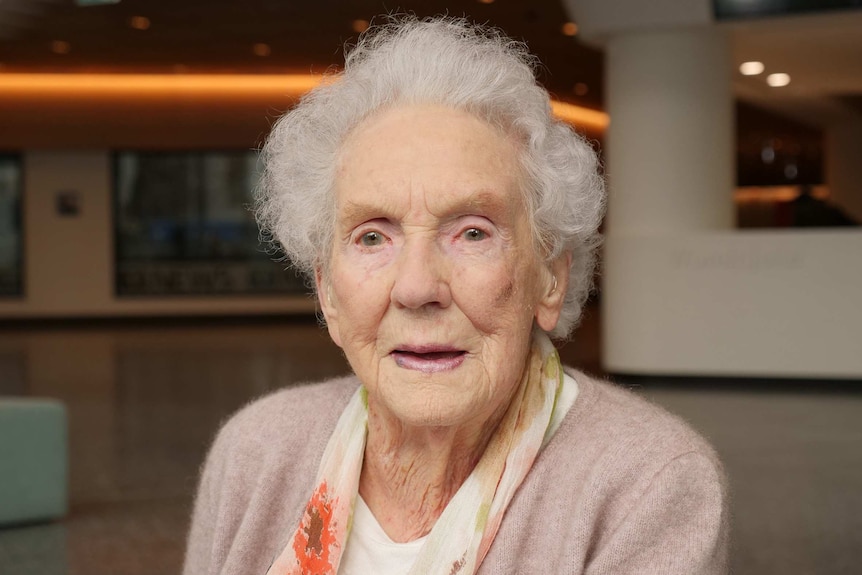 Ita Hastings, 97, poses for a portrait.