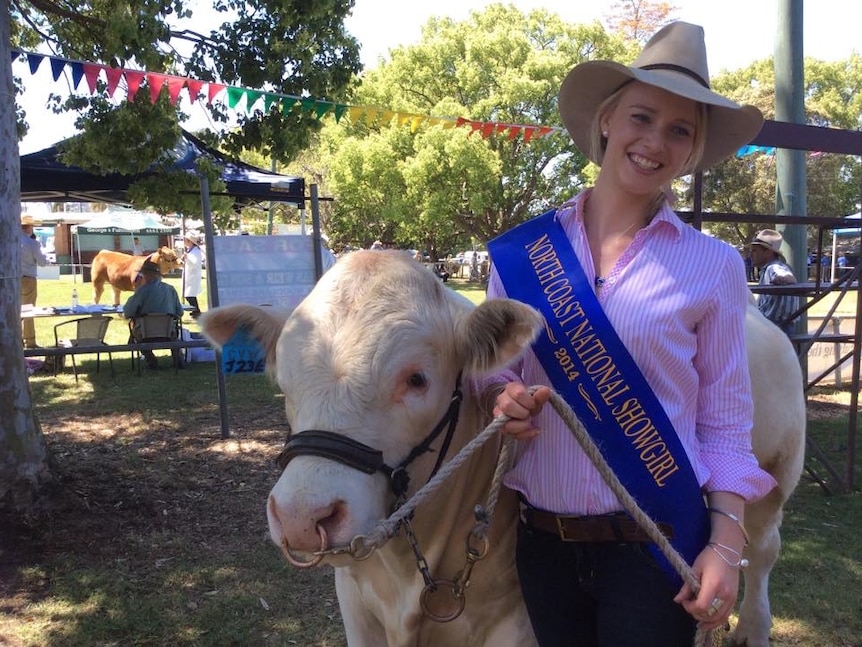 Ellie Stephens with the Charolais Junior Champion Bull at the 2014 North Coast National in Lismore.