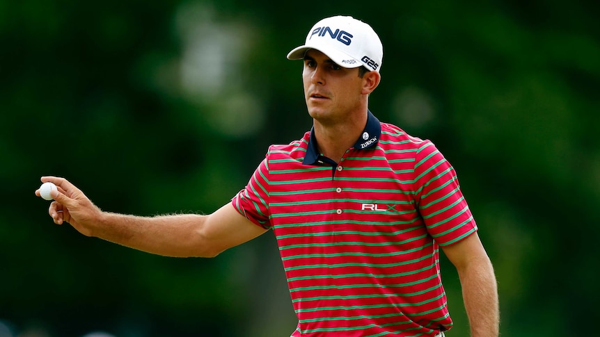 American Billy Horschel birdies the 18th in his second round at the US Open.