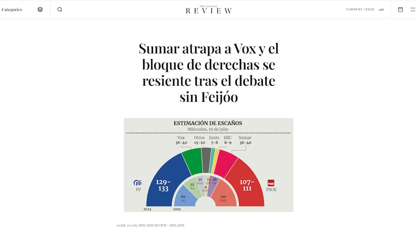 A screenshot of an Adelaide Review article in Spanish.