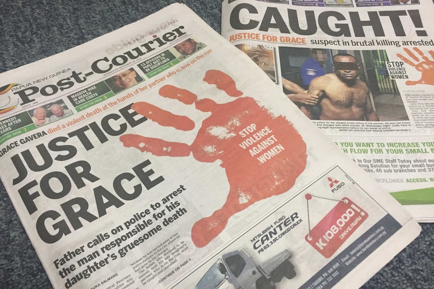 The front page of the Papua New Guinea Post-Courier, which reads "Justice for Grace".