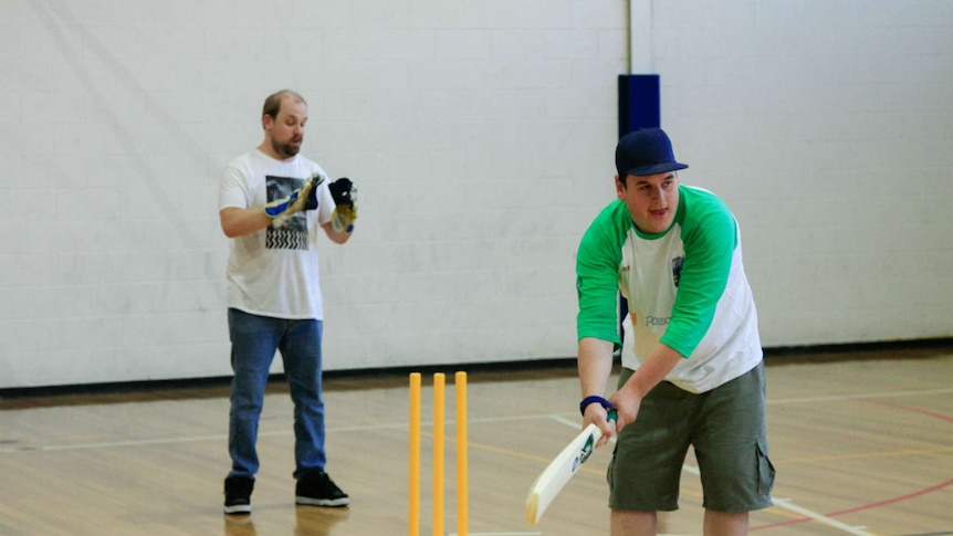 A young cricket player with a disability at the Hurricane Inclusion Cup.