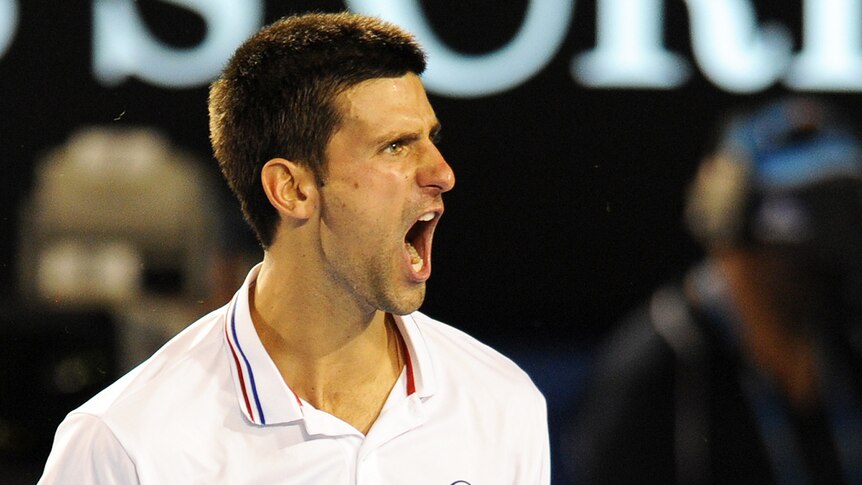 Djokovic gets fired up after winner