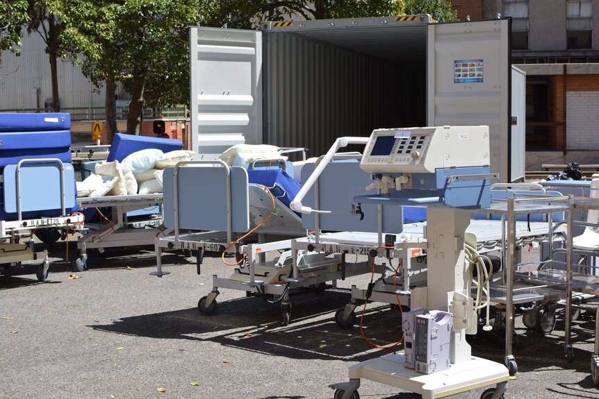 Medical equipment including an old ultrasound machine, operating table, bed and mattresses will be sent to Kakuma.