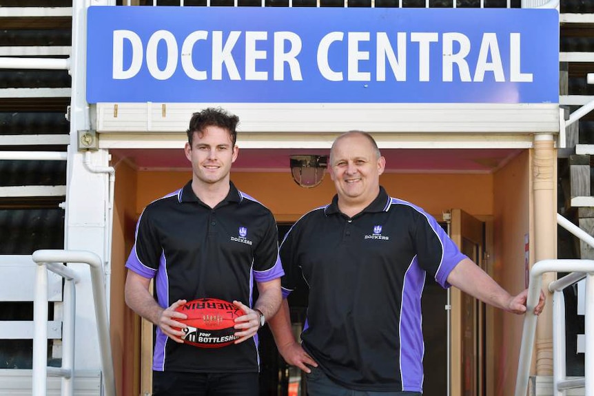 Burnie Dockers player Luke Russell and coach Brent Plant