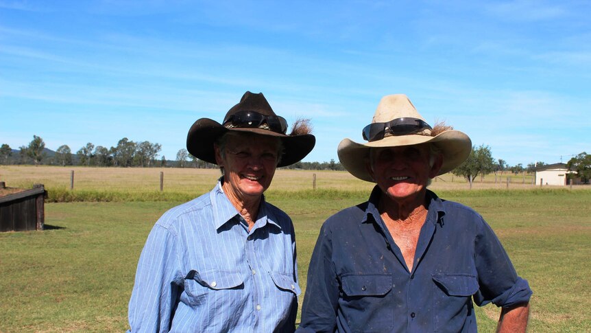Eidsvold graziers Roslyn and Lindsay Payne stand in the yard of their property.