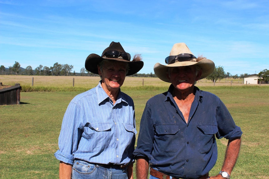 Eidsvold graziers Roslyn and Lindsay Payne stand in the yard of their property.