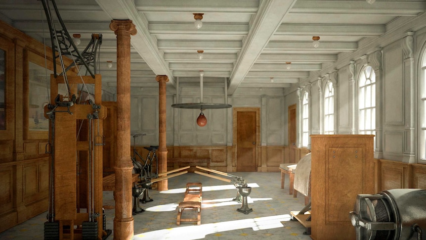 Rendering of gymnasium inside Titanic II.