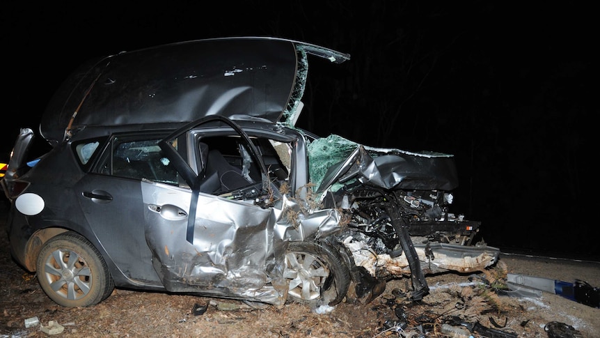 A Mazda 3 was destroyed after colliding with another car on the Bussell Highway in Margaret River last night.