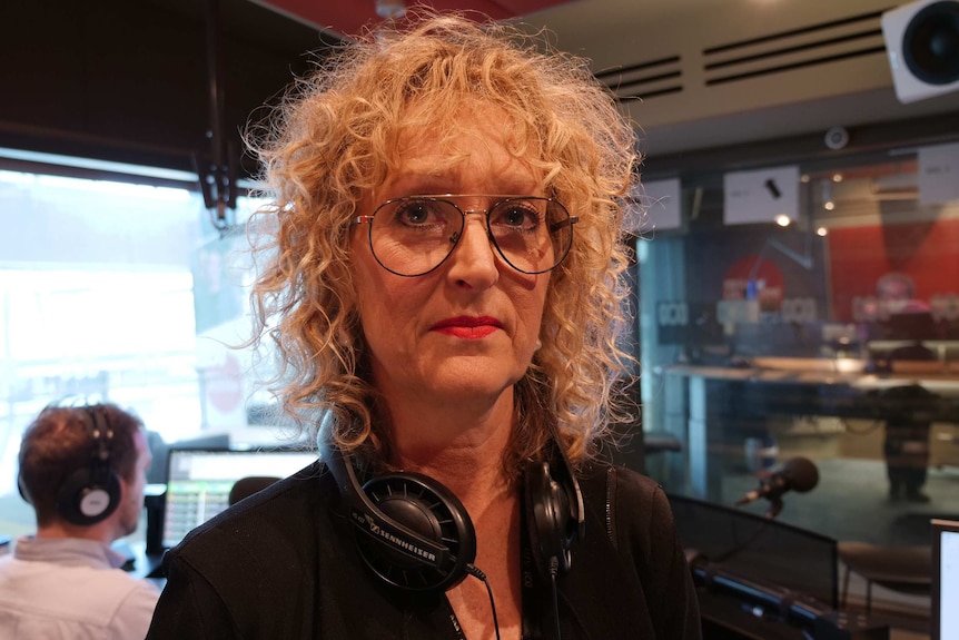 A portrait of Katrina Palmer in the ABC Radio Melbourne studios.