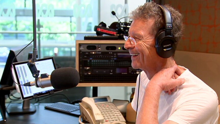 Red Symons in studio on the final day of his Breakfast program on ABC Radio Melbourne.