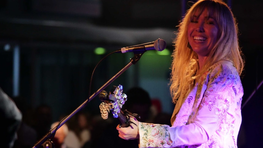 Felicity Urquhart performing on stage at the Groundwater Country Music Festival.