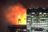 Europe's tallest-to-be tower burns in central Moscow.