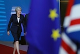 British Prime Minister Theresa May walking into a summit