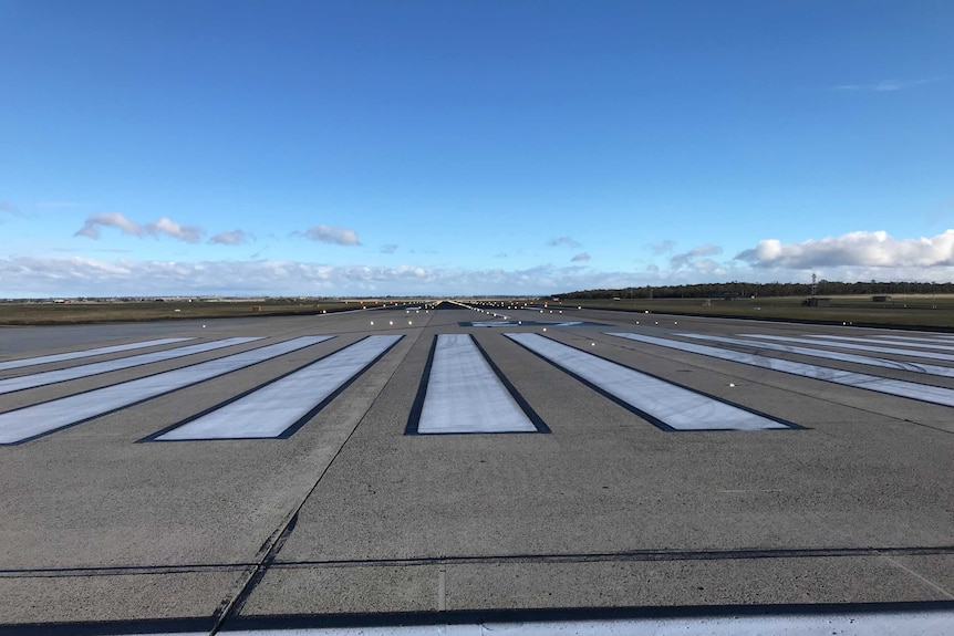 Melbourne Airport runway lights.