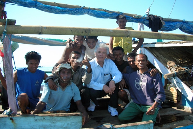 Dr James Fox with Rotinese fishermen.