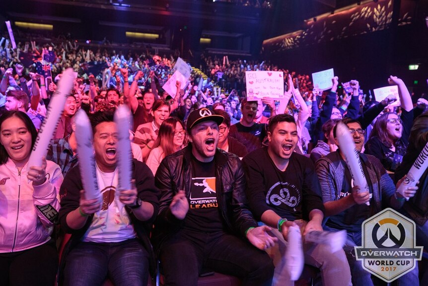 The crowd cheers at the Overwatch World Cup Sydney Group Stage
