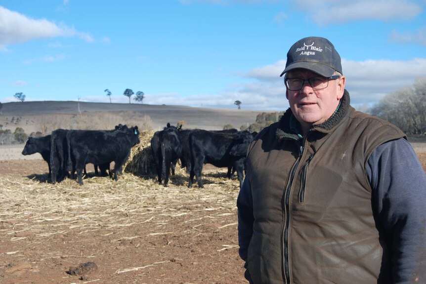 Sam White on his farm in Guyra, NSW.