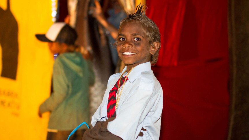 Young male model strikes a pose at the 2016 Warburton fashion week.