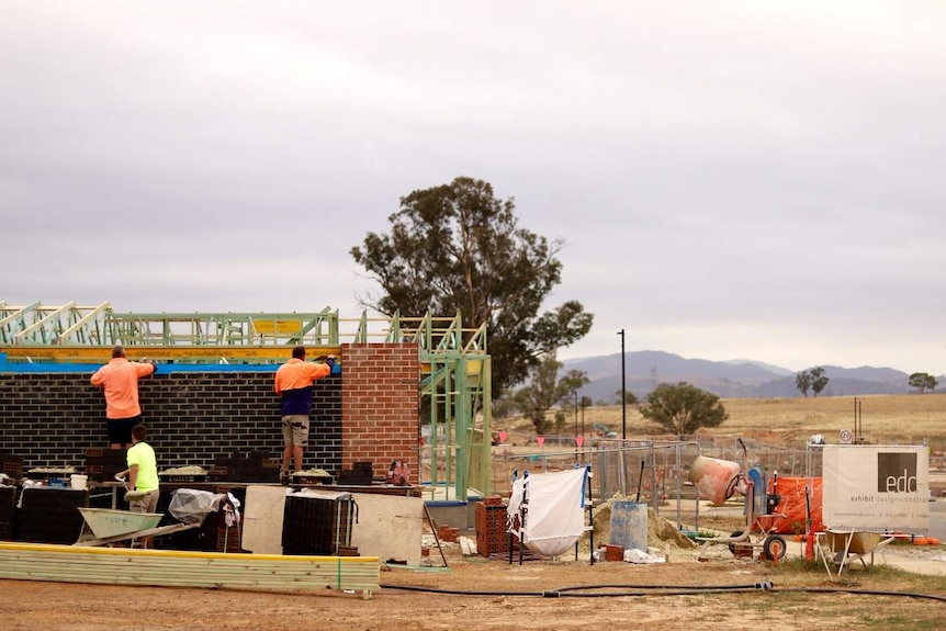 A house being constructed in untouched bushland.