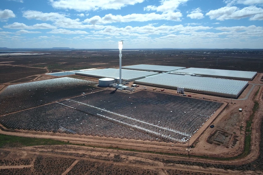 Sundrop Farm on the outskirts of Port Augusta, which uses solar energy to desalinate water and grow tomatoes.