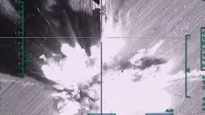 A screenshot showing Russian air strikes in Syria.