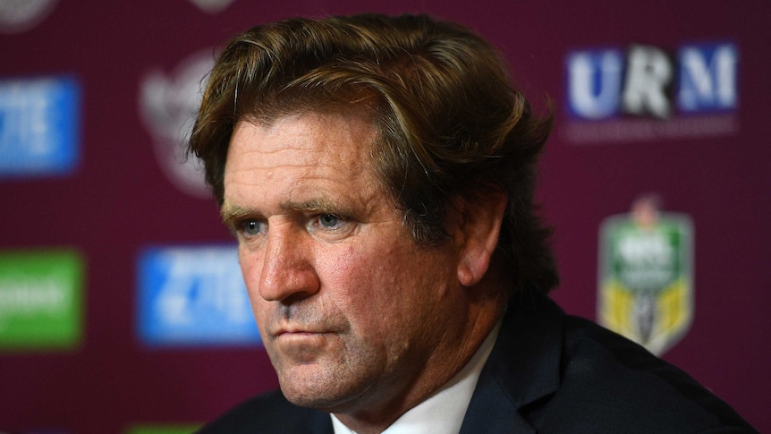 Des Hasler looks despairing at press conference