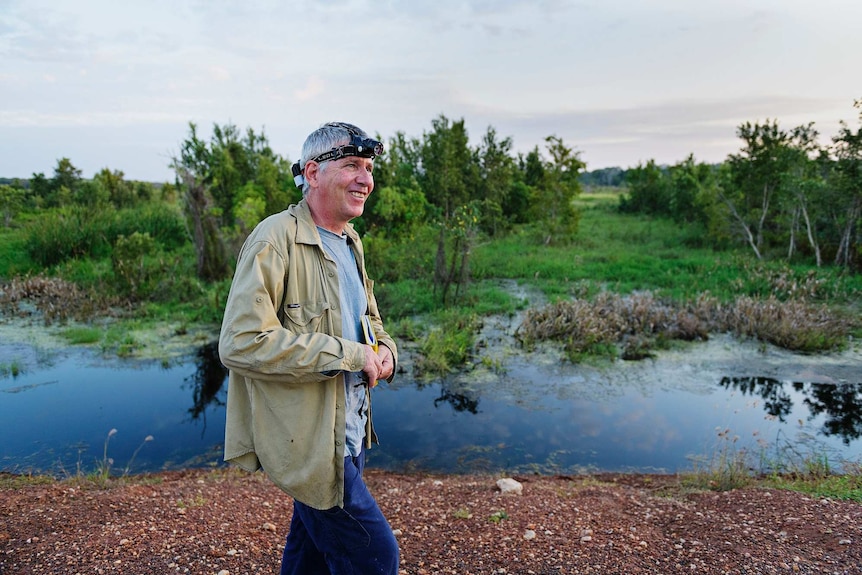 Greg Brown smiles on a cloudy afternoon at Fogg Dam.