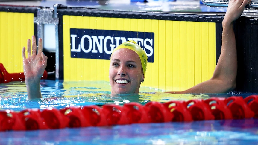 Australia's Emma McKeon celebrates winning gold in the women's 200m freestyle in Glasgow