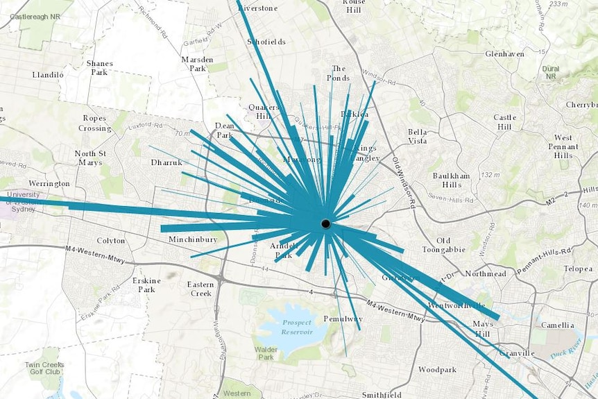 Data map of Blacktown's 30min commute