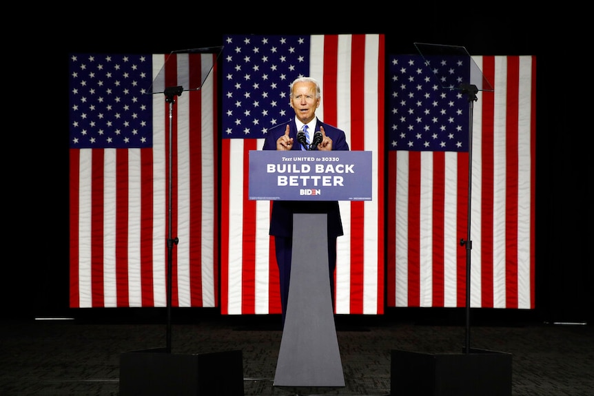 Democratic presidential candidate former Vice President Joe Biden speaks during a campaign event