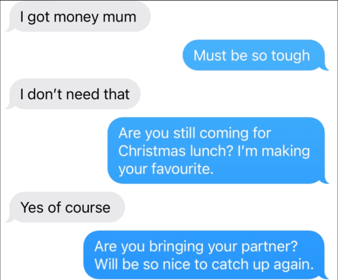A screenshot of a message exchange between two people, one of which is a scammer
