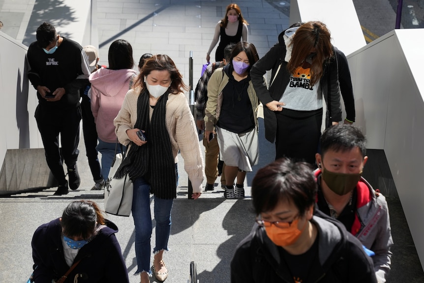 People wearing face masks in Hong Kong