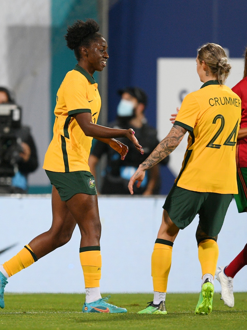 Princess Ibini scores her first Matildas goal in draw with Portgual