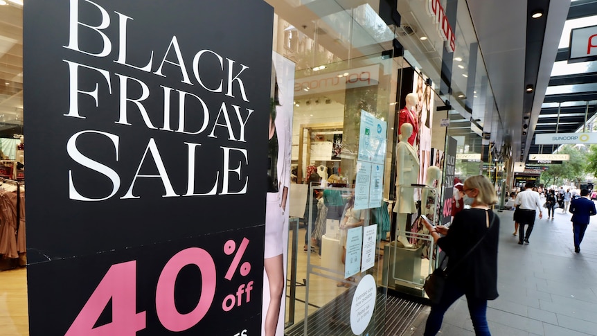 A Black Friday sale sign in a shop window.