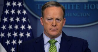 Sean Spicer briefs the press during his time as press secretary