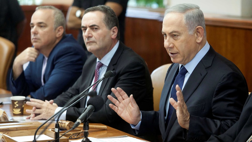 Israeli Prime Minister Benjamin Netanyahu attends a weekly cabinet.