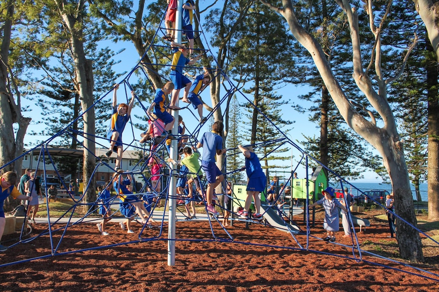 Children play on new playground at Moreton Bay.