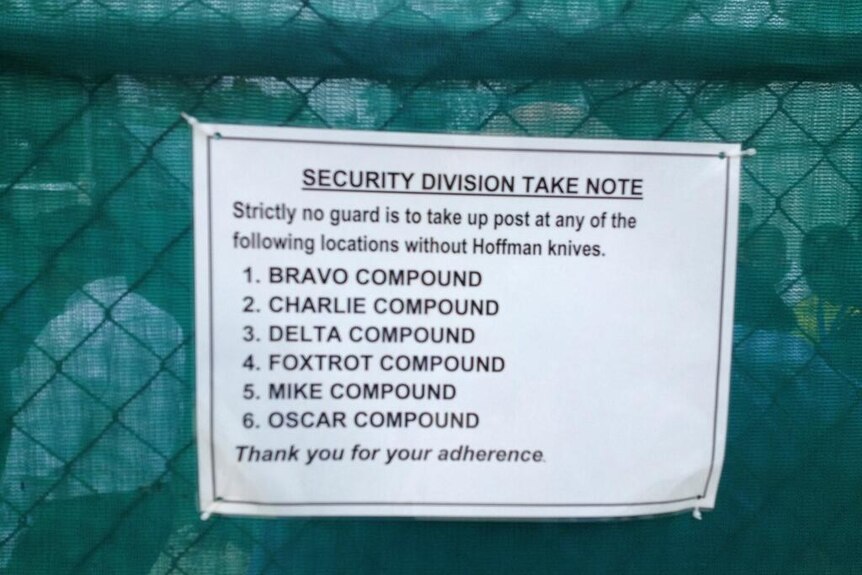 Sign at Manus Island detention centre