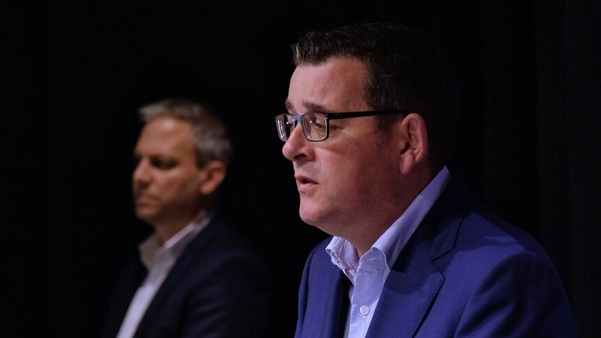 Daniel Andrews speaks at a press conference.