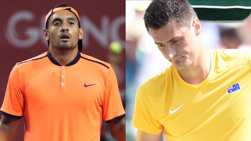 Australian tennis stars Nick Kyrgios and Bernard Tomic.