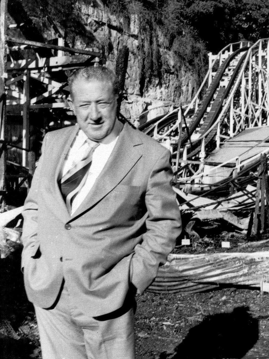 Detective Inspector Doug Knight at the scene of Luna Park's Ghost Train fire.