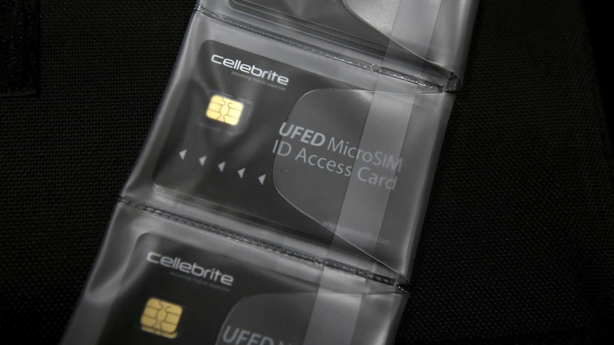 SIM cards used for UFED TOUCH, a device for extracting data from mobile phones.
