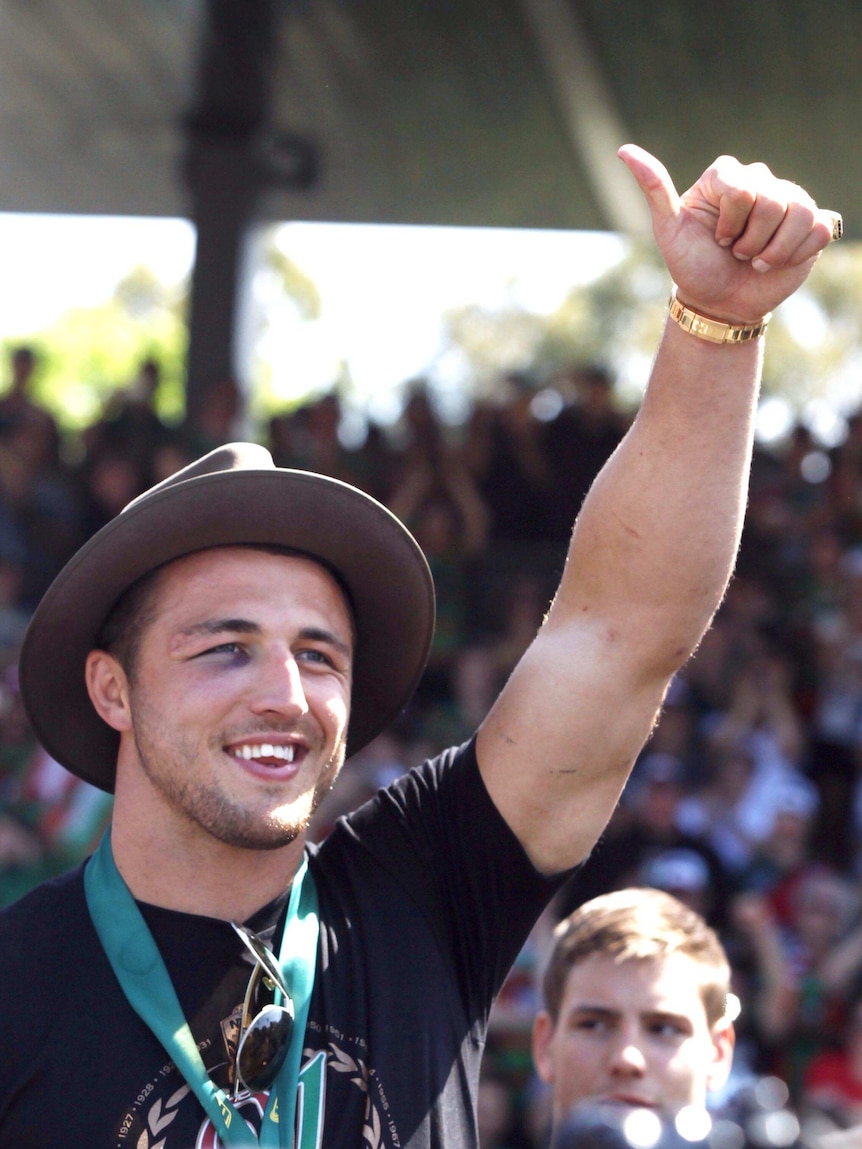 Sam Burgess greets the fans