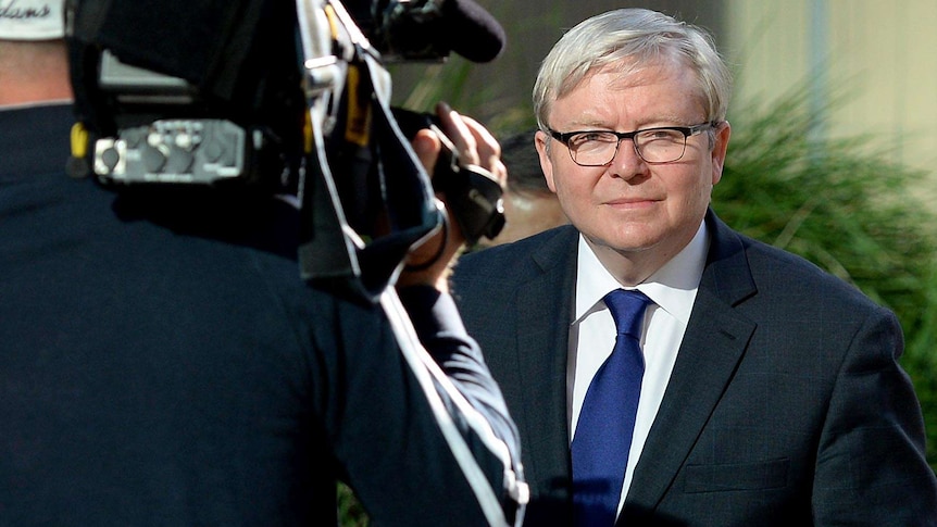 Former prime minister Kevin Rudd arrives for the Home Insulation Royal Commission in Brisbane.