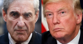 A composite image of Robert Mueller and Donald Trump.