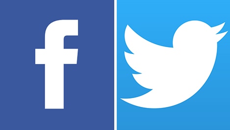 Logos of Facebook and Twitter